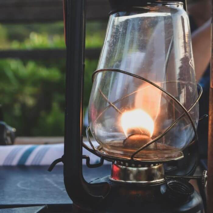 A lit Petrol/Keresone lantern - still used in may homes