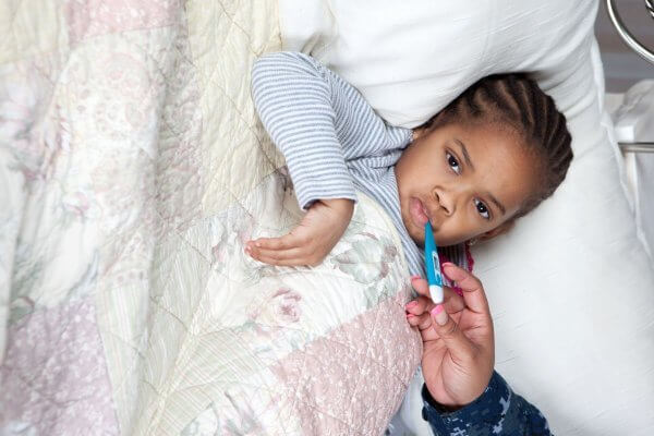 Child with a fever from Streptococcus Group A 