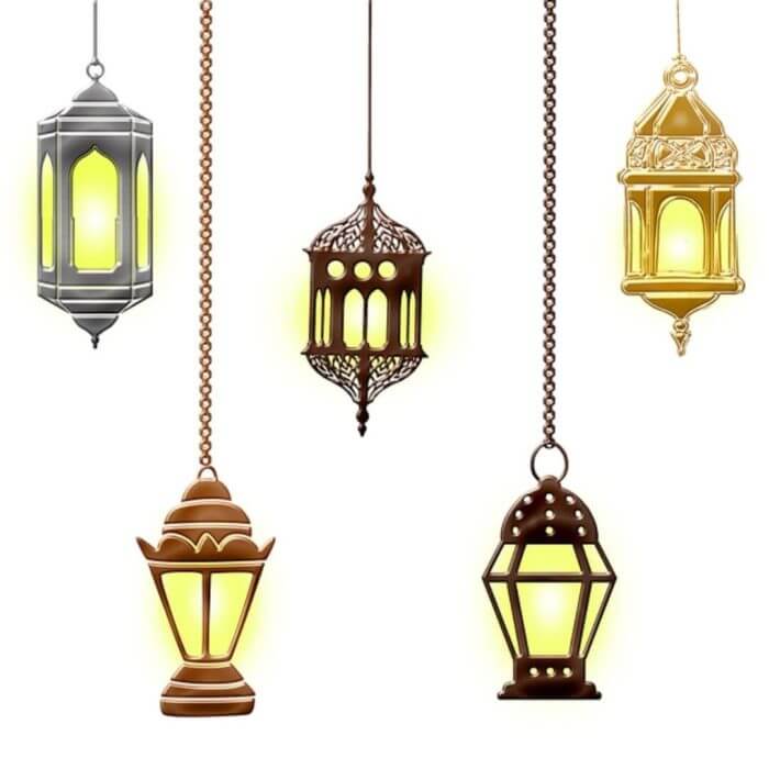 Photo showing several lamps of Middle Eastern design
