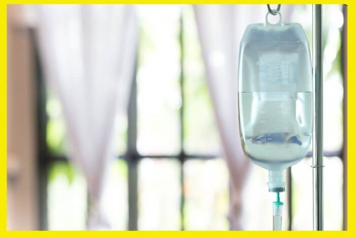 Infusion bag running in a bright room with open windows - Magnesium Infusions