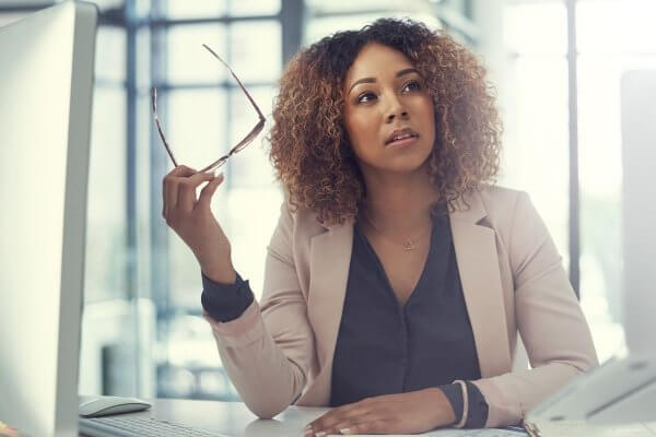 Lady contemplating switching from depo shot