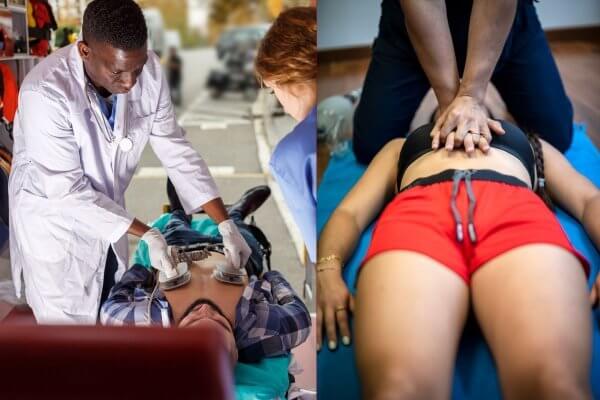 Doctors helping to revive people with collapse from abnormal heart rhythm