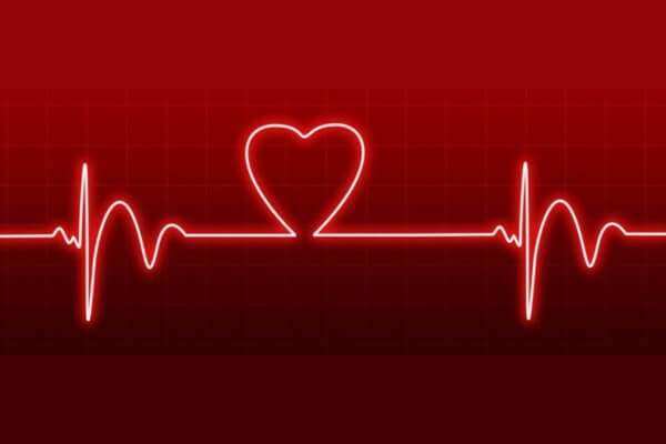 Electronic heart tracing in deep red colour